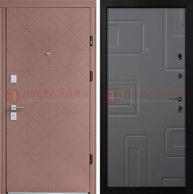 Красная стальная дверь в квартиру с МДФ хайтек ДМ-493 в Рязани