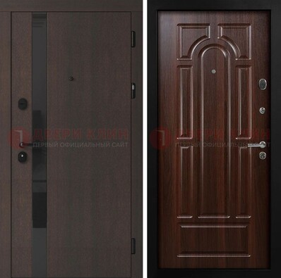 Темная входная дверь с МДФ панелями в квартиру ДМ-499 в Рязани