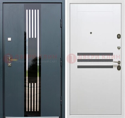 Темная квартирная дверь с разными МДФ ДМ-504 в Рязани
