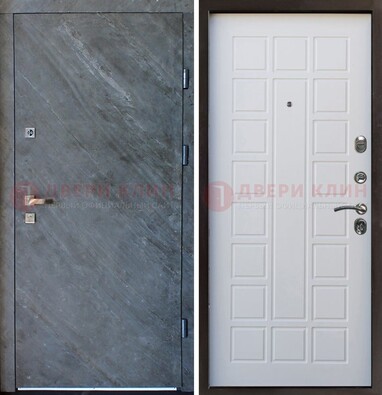 Железная дверь с МДФ серая и белая ДМ-505 в Рязани