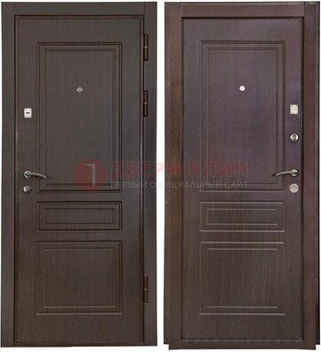 Антивандальная коричневая железная дверь с МДФ ДМ-61 в Рязани