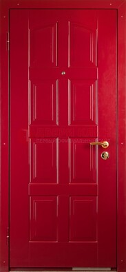 Красная стальная дверь с МДФ с рисунком ДМ-94 в квартиру в Рязани
