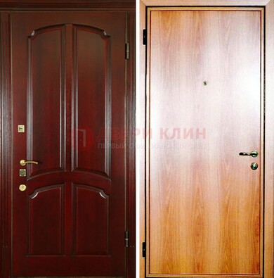 Темная железная дверь с массивом дуба ДМД-13 в Рязани