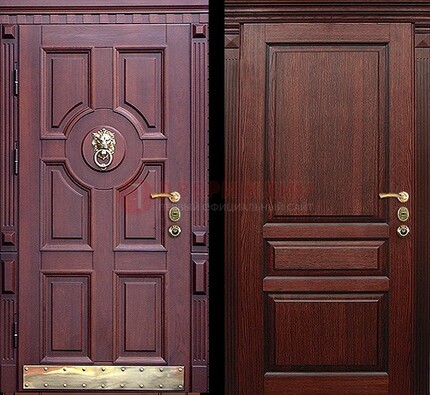 Темная входная дверь с массивом дуба с декоративной вставкой ДМД-6 в Рязани