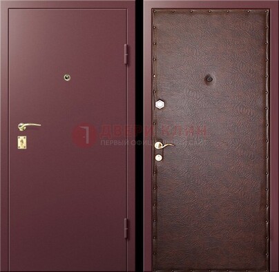 Бордовая железная дверь с нитроэмалью ДН-1 в Рязани