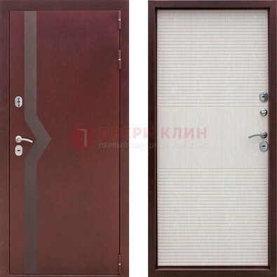 Бордовая металлическая дверь с порошковым напылением ДП-100 в Рязани