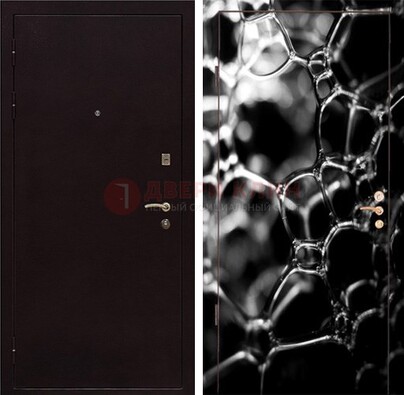 Черная стальная дверь с порошковым окрасом с фотопечатью ДП-158 в Рязани