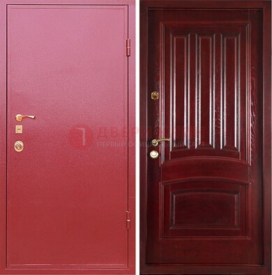 Красная металлическая дверь с порошковым напылением ДП-165 в Рязани