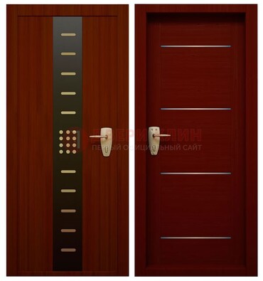 Красная входная дверь с порошковым покрытием ДП-168 в Рязани
