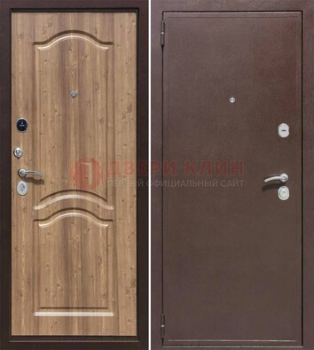 Коричневая железная дверь с порошковым окрасом ДП-191 в Рязани