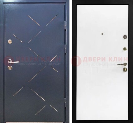 Входная дверь с порошковым напылением Антик медь с Белой МДФ ДП-208 в Рязани