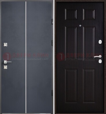 Железная дверь с порошковым покрытием и отделкой Темный орех внутри ДП-211 в Рязани