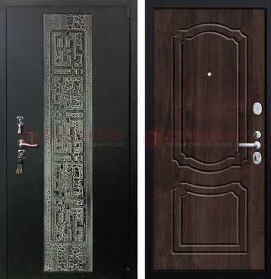 Темная входная дверь с порошковым покрытием и МДФ внутри ДП-224 в Рязани