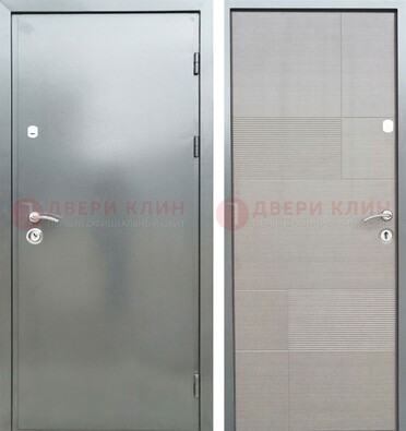 Металлическая серая дверь с порошковым покрытием и серым МДФ внутри ДП-250 в Рязани