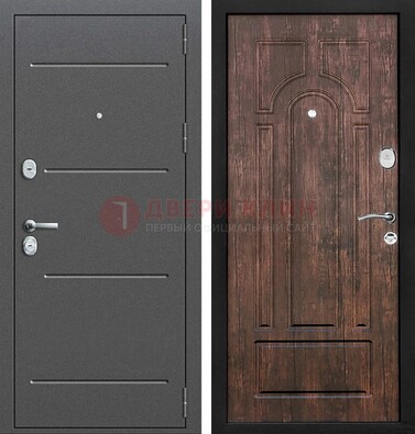 Железная дверь Антик серебро с порошковым напылением и МДФ Тисненый орех ДП-260 в Рязани