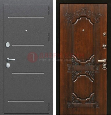 Стальная дверь Антик серебро с порошковым напылением и МДФ с узором ДП-261 в Рязани