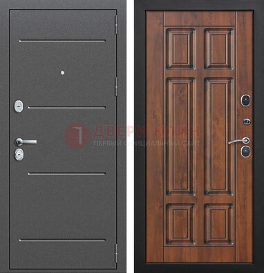Стальная дверь с порошковым покрытием Антик серебро и филенчатой МДФ ДП-267 в Рязани