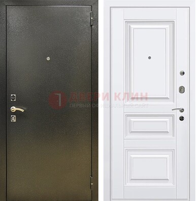 Железная темно-серая дверь с порошковым напылением и белой МДФ ДП-274 в Рязани