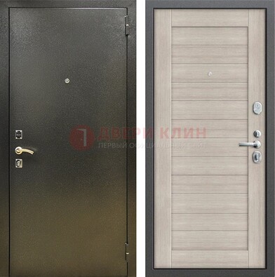 Стальная темно-серая дверь с порошковой отделкой и МДФ панелью ДП-278 в Рязани