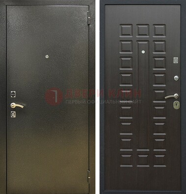 Темно-серая железная дверь с порошковым покрытием и МДФ Венге ДП-287 в Рязани