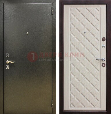 Темно-серая железная дверь с порошковым покрытием и филенчатой МДФ ДП-289 в Рязани