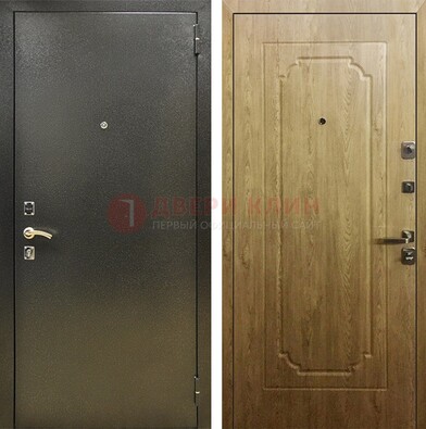 Темно-серая входная дверь с порошковым покрытием и МДФ Золотой дуб ДП-291 в Рязани