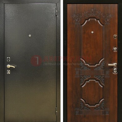 Входная дверь Темное серебро с порошковым покрытием и МДФ с узором ДП-293 в Рязани