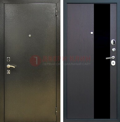 Входная темная дверь с порошковым покрытием и МДФ со стеклом ДП-294 в Рязани