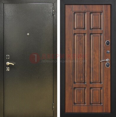Металлическая входная темная дверь с порошковым напылением и МДФ ДП-299 в Рязани