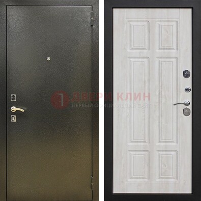 Входная темно-серая дверь с порошковым напылением и МДФ с филенкой ДП-302 в Рязани