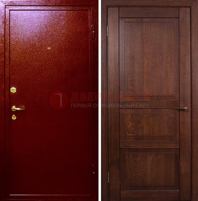 Красная железная дверь с порошковым окрасом ДП-58 в Рязани