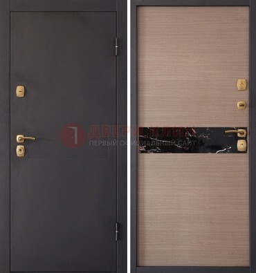 Коричневая металлическая дверь с порошковым окрасом ДП-82 в Рязани