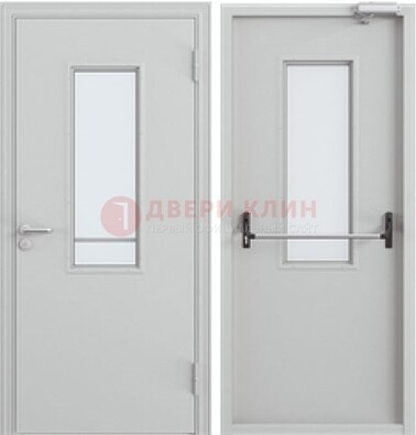 Белая металлическая противопожарная дверь с декоративной вставкой ДПП-4 в Рязани