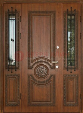 Парадная распашная стальная дверь Винорит со стеклом ДПР-106 в Рязани