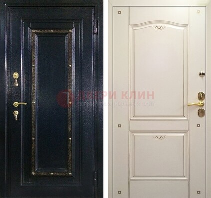 Парадная дверь с золотистым декором ДПР-3 в квартиру в Рязани
