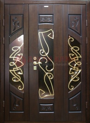 Парадная дверь со стеклом и ковкой ДПР-1 в каркасный дом в Рязани