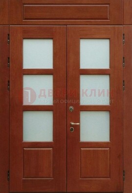 Металлическая парадная дверь со стеклом ДПР-69 для загородного дома в Екатеринбурге