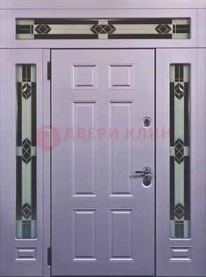 Филенчатая железная парадная дверь с фрамугами ДПР-82 в Рязани