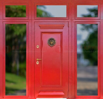 Красная парадная дверь для частного дома ДПР-88 в Рязани