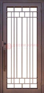 Стальная решетчатая дверь в коричневом цвете ДР-12 в Рязани