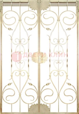 Золотая железная решетчатая дверь ДР-1 в Рязани