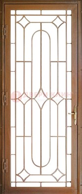 Коричневая железная решетчатая дверь с узором ДР-25 в Рязани