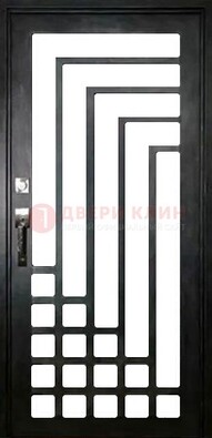 Черная стальная решетчатая дверь в современном стиле ДР-43 в Рязани