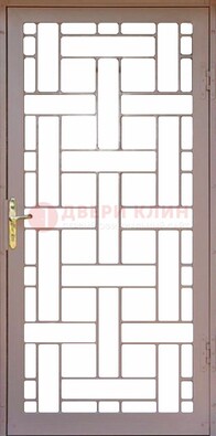 Коричневая металлическая решетчатая дверь для дома ДР-47 в Рязани