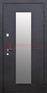 Черная стальная дверь порошок со стеклом ДС-33 в Рязани
