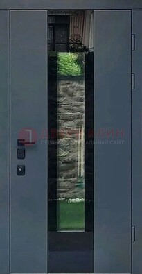 Современная дверь со стеклом для коттеджа ДС-40 в Рязани