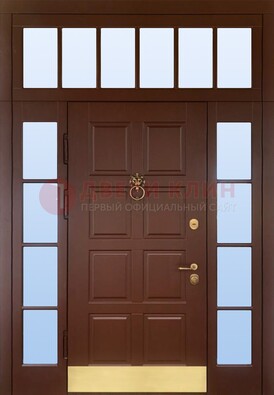 Коричневая входная дверь с МДФ панелью и стеклом ДС-45 в Рязани