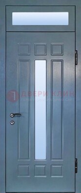 Серая металлическая дверь со стеклом ДС-70 в Рязани