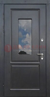 Чёрная металлическая дверь со стеклом ДС-77 в Рязани