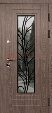 Металлическая дверь со стеклом и ковкой в стиле модерн ДСК-106 в Рязани